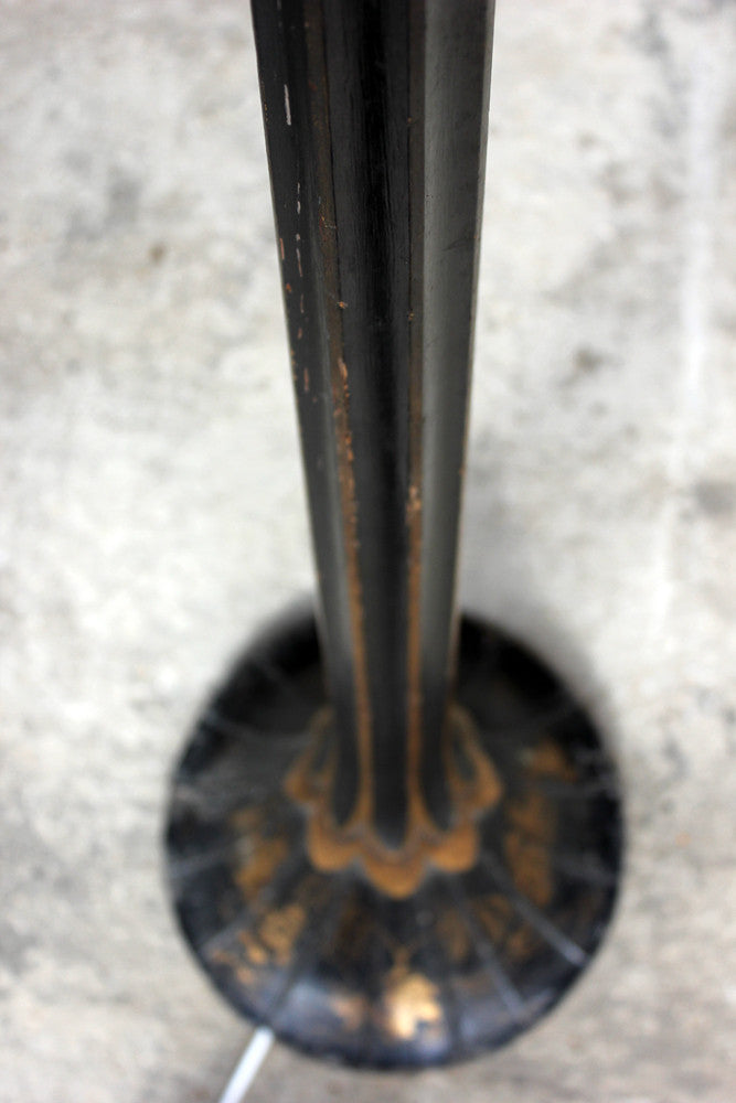 A Good c.1900 Black Japanned Chinoiserie Floor Lamp, From the Deanery, Durham