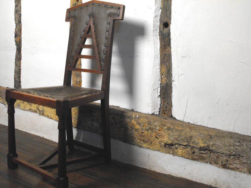 A Distinctive 19th Century Arts & Crafts Oak Hall Chair