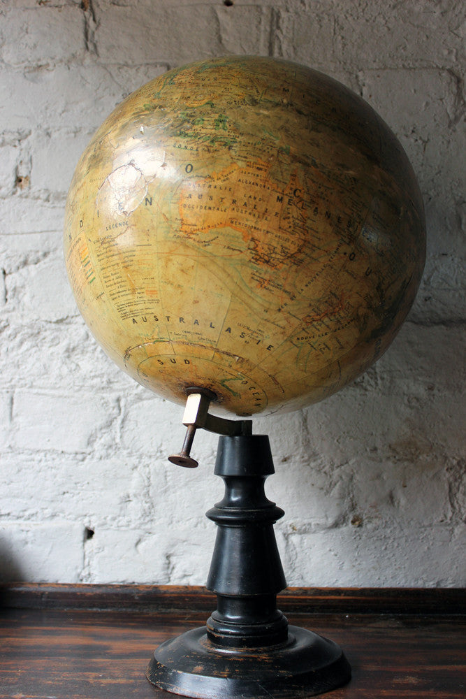 A Fine c.1895 French Terrestrial Table Globe; “Globe Terrestre” prepared by J FOREST, Paris