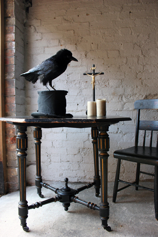 A Good Contemporary Taxidermy Crow Mounted on an Edwardian Period Top Hat