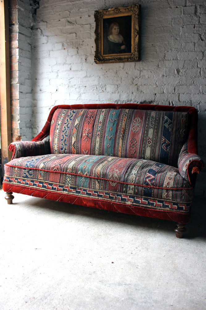 A Good c.1940 Two Seater Kelim Upholstered Sofa