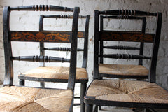 A Good Decorative Set of Four c.1810 Regency Painted & Ebonised Chairs