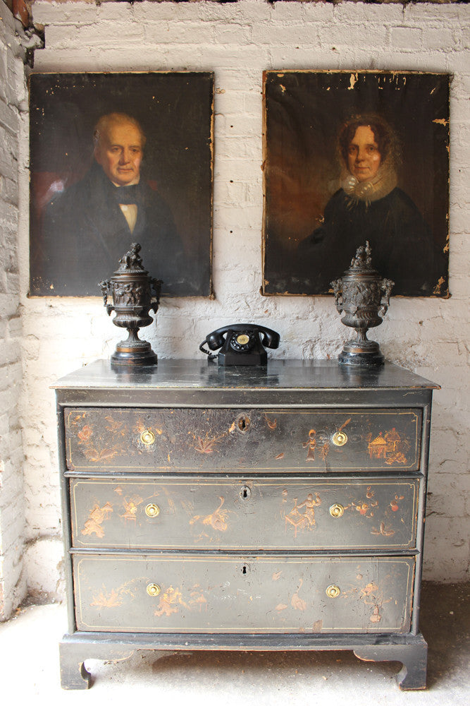 A Good Pair of c.1870 English School Provincial Oil on Canvas Portraits of a Gentleman & His Wife