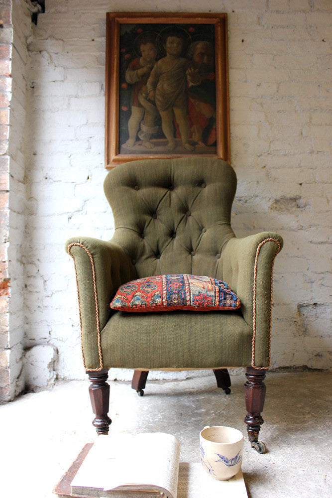 A Good George IV Regency Period Upholstered Wingback Armchair c.1820