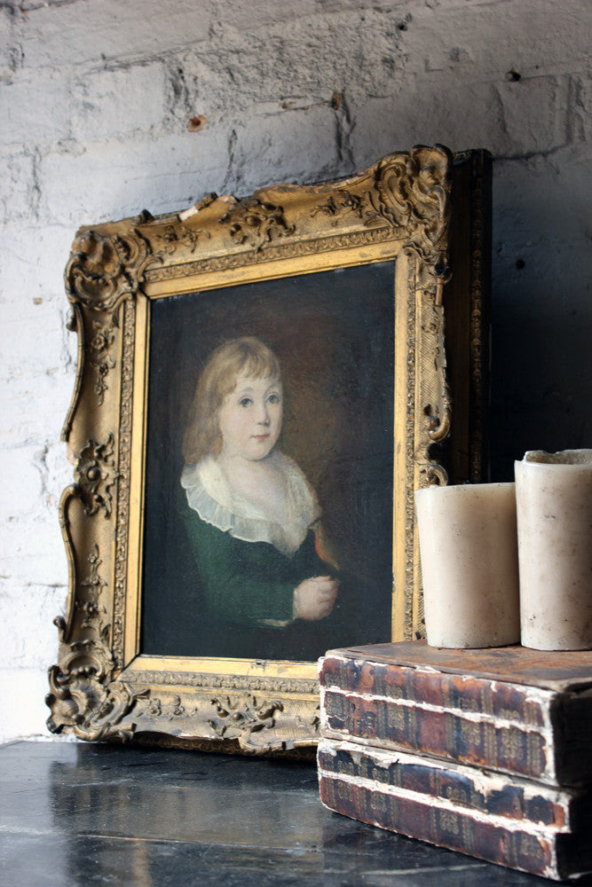 A Fine c.1760-90 English Provincial School Portrait of a Young Girl with a Robin
