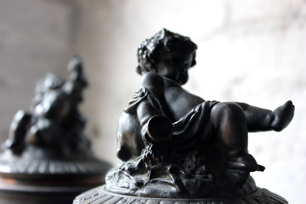 A Good Pair of Napoleon III Bronze Urns with Covers After Claude Michel Clodion c.1870
