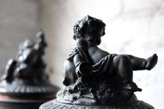 A Good Pair of Napoleon III Bronze Urns with Covers After Claude Michel Clodion c.1870