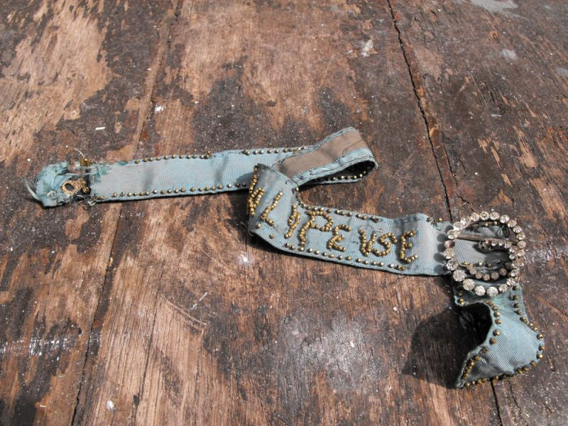 A Fanciful Victorian Silk, Sequin & Paste Stone Garter