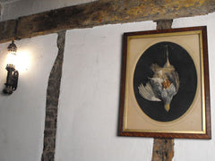 A 19thC Paper-Cut Trompe L'oeil Illusionist Still Life Study Of A Dead Partridge In a Glazed Oak Frame