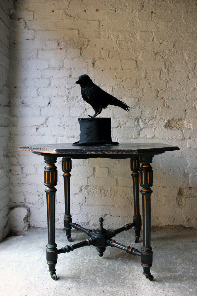 A Good Contemporary Taxidermy Crow Mounted on an Edwardian Period Top Hat