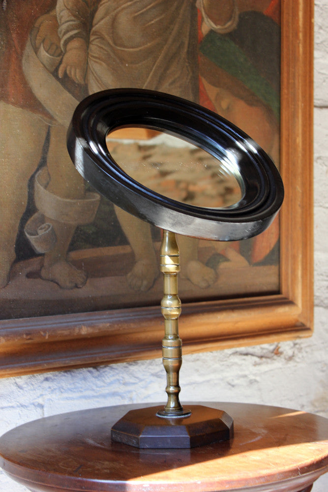 A Good Late 19thC Ebonised Gentleman's Shaving Mirror c.1880