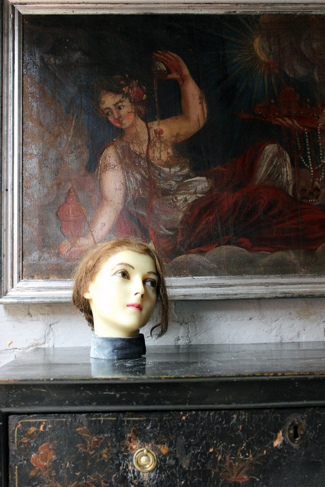 A Good French c.1890 Wax Shop Display Mannequin Head of a Lady
