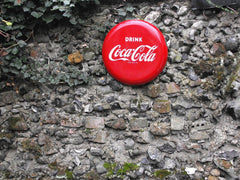 A Desirable Mid 20thC Vintage Coca-Cola Enamel Circular 'Button' Advertising Sign; 'Drink Coca-Cola'