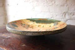 A Beautiful c.1900 Large Hand-Painted Polychrome Wooden Indian Bowl Depicting a Polo Match
