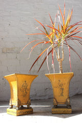 A Decorative Pair of Classically Painted 19thC French Toleware Jardinières