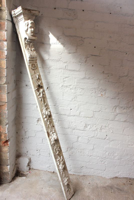 A Beautiful Carved & Painted Georgian Gesso & Pine Architectural Fireplace Surround Pilaster
