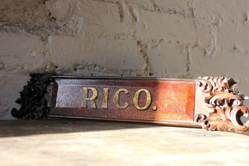 A Fine Georgian Period Carved Stable Horse Name Plate; 'Rico'