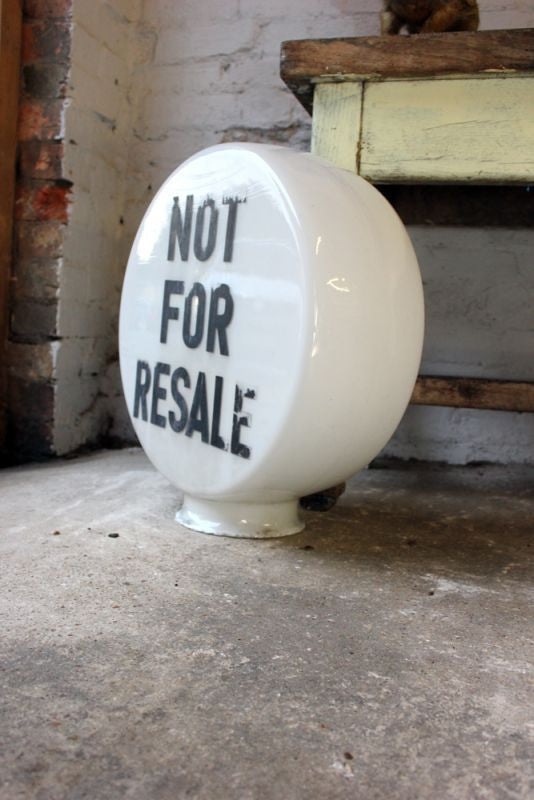 A Decorative c.1940 Opaque Glass Circular Petrol Pump Globe; "Not For Resale"