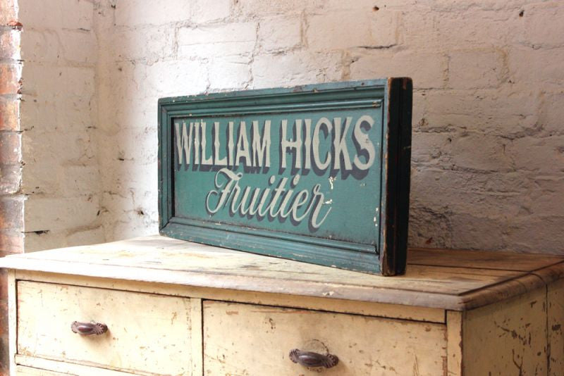 A Fabulous Large Early 20thC Double Sided & Hand Painted "Way Out / William Hicks Fruitier" Sign