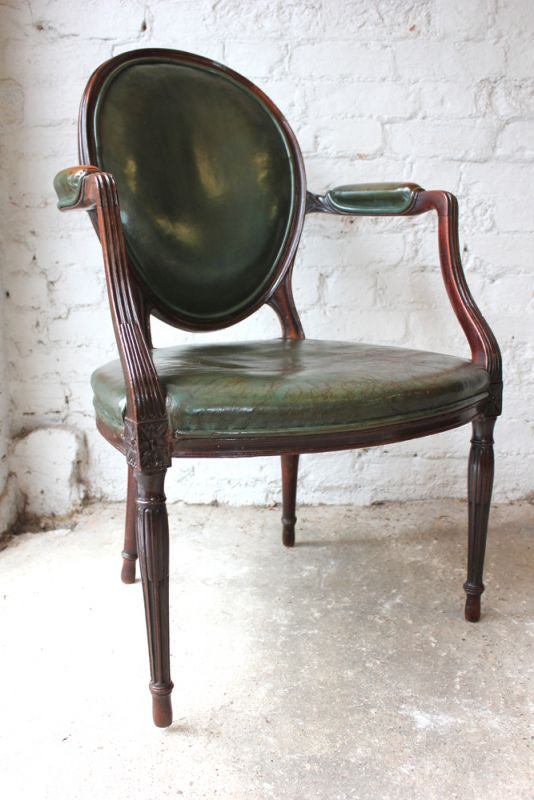 A Fantastic George III Country House Mahogany & Leather Elbow Chair c.1810