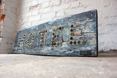 A Cracking c.1930s Painted Oak 'Hotel'; Advertising Reflective Road Sign