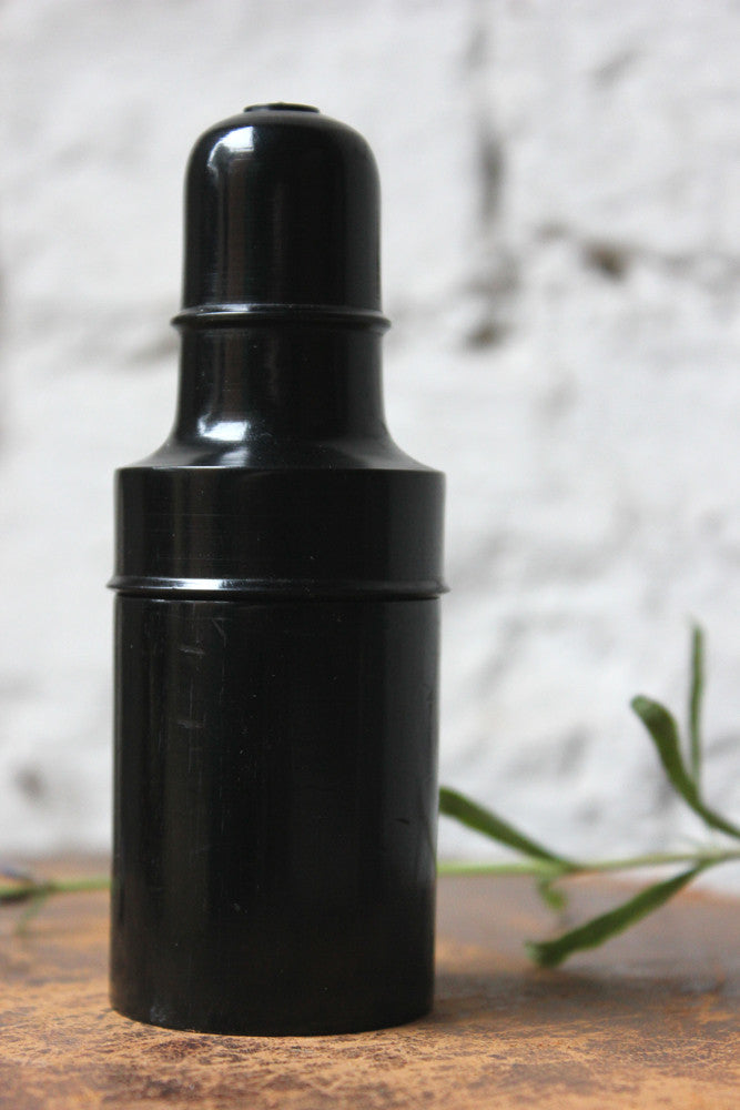 A Fine c.1910 Turned Ebony Perfume Holder & Bottle