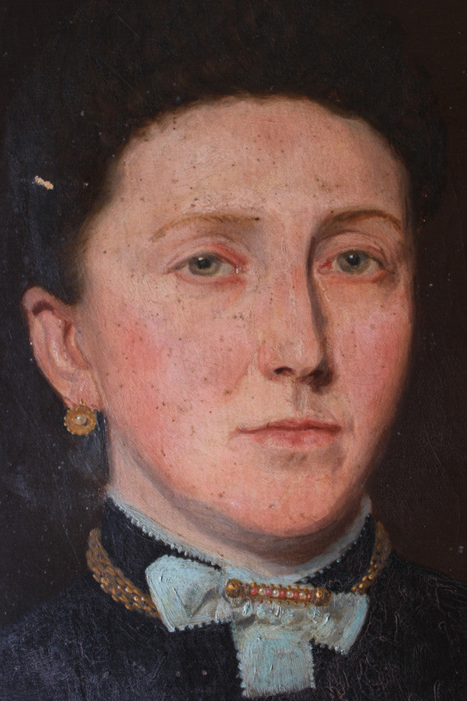 A Good Pair of c.1880 Irish School Provincial Oil on Canvas Portraits of a Gentleman & His Wife