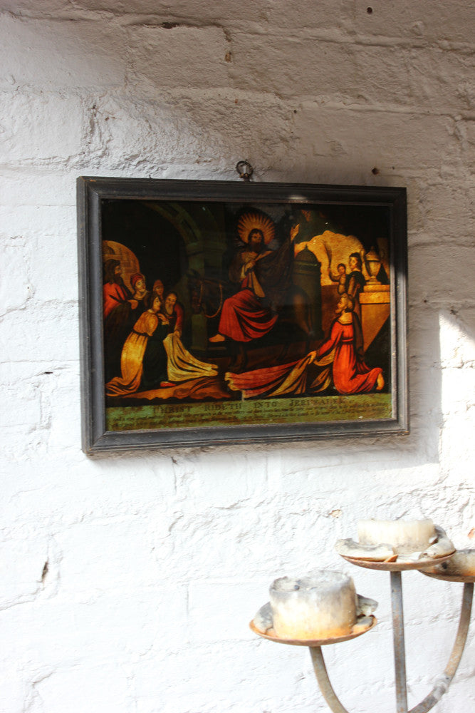 A Decorative Regency Period Transfer Mezzotint-Under-Glass Picture by W.B Walker; 'Christ Rideth into Jerusalem'