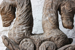 A Decorative Softwood Chip-Carving of Two Seahorses