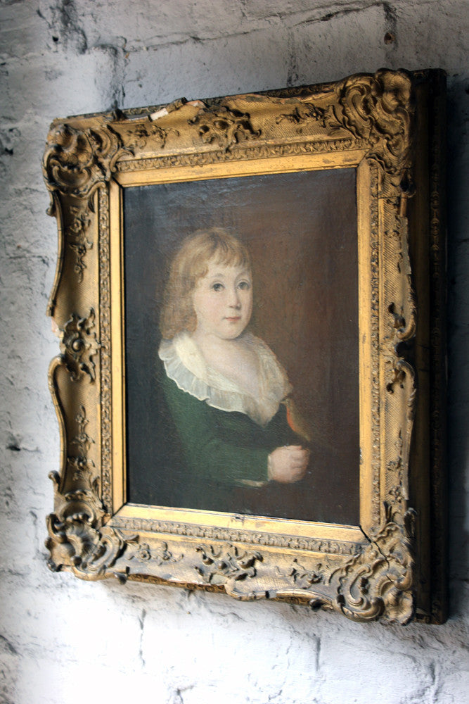 A Fine c.1760-90 English Provincial School Portrait of a Young Girl with a Robin