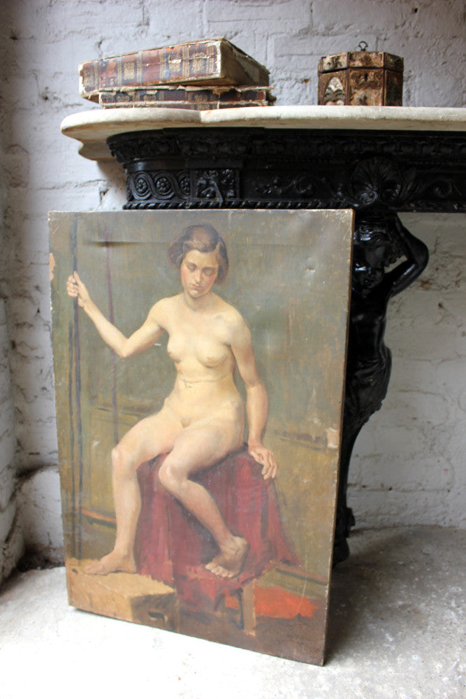 A Good 1928 British School Oil on Canvas; Female Nude Study by Henry Southgate Sands RBSA (1900-1971)