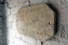 A Carved c.1900 Marble Plaque Incised "Miss Shaw, Teacher of Music, Violin and Piano"