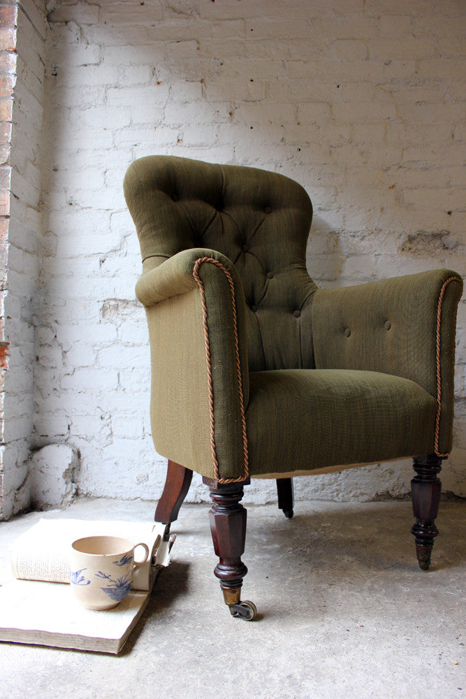 A Good George IV Regency Period Upholstered Wingback Armchair c.1820