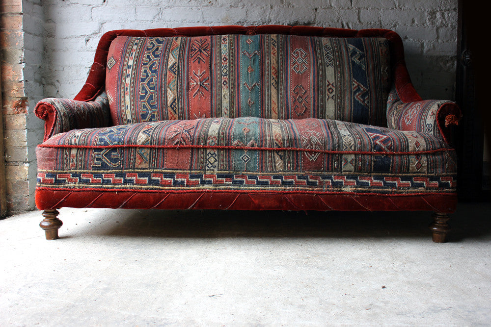 A Good c.1940 Two Seater Kelim Upholstered Sofa