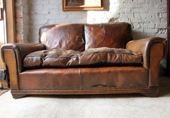 A Good c.1930 Art Deco Period Leather Club Sofa