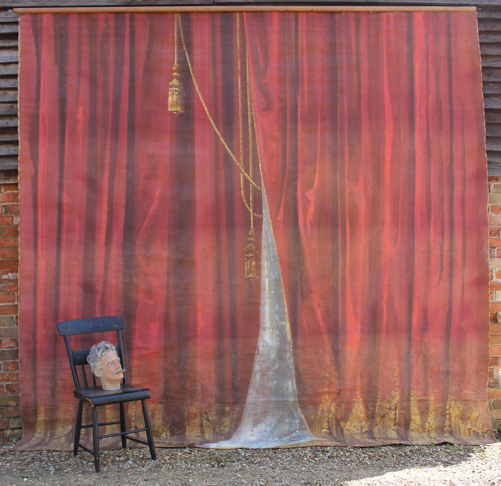 A Glorious c.1900 French Hand-Painted Theatre Canvas Backdrop