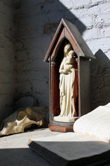 A c.1837 Ecclesiastical Plaster Model of the Madonna & Child in Niche Pine Stand