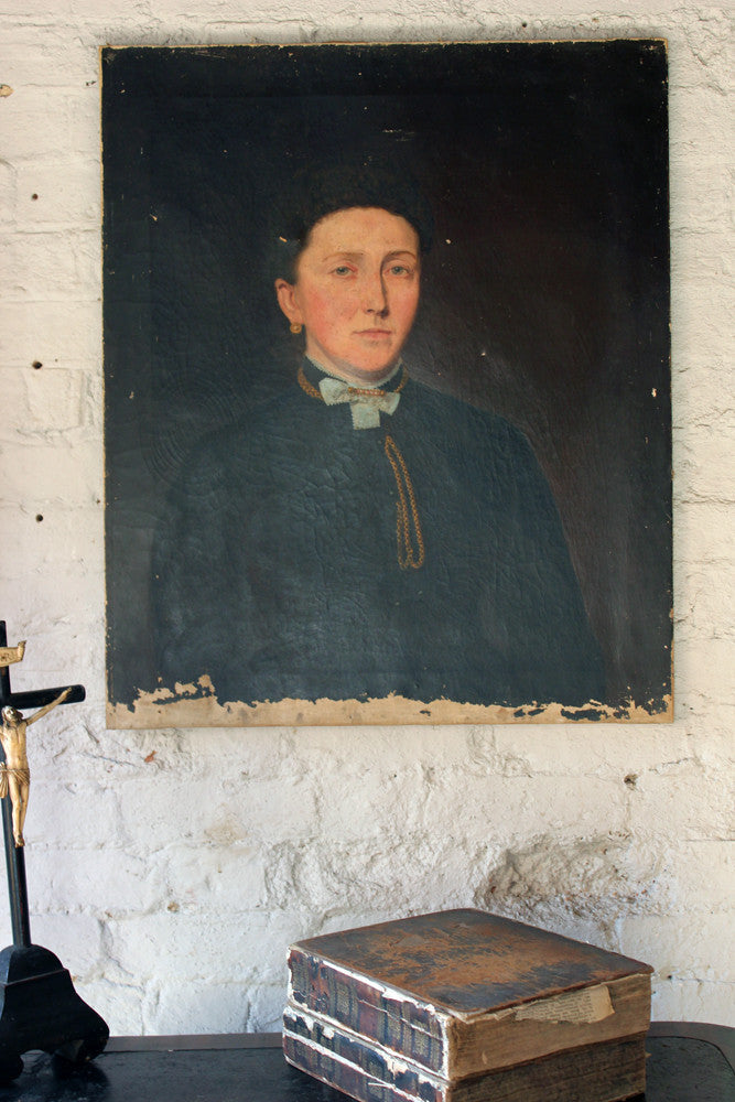 A Good Pair of c.1880 Irish School Provincial Oil on Canvas Portraits of a Gentleman & His Wife