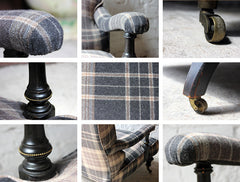 A Good Ebonised & Tartan Upholstered Victorian Armchair in the Howard Style c.1880