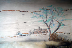 A 19thC Taxidermy Stoat in a Naively Painted Display Case