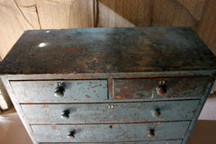 A Decorative Teal Painted Pine Chest of Drawers c.1900-15