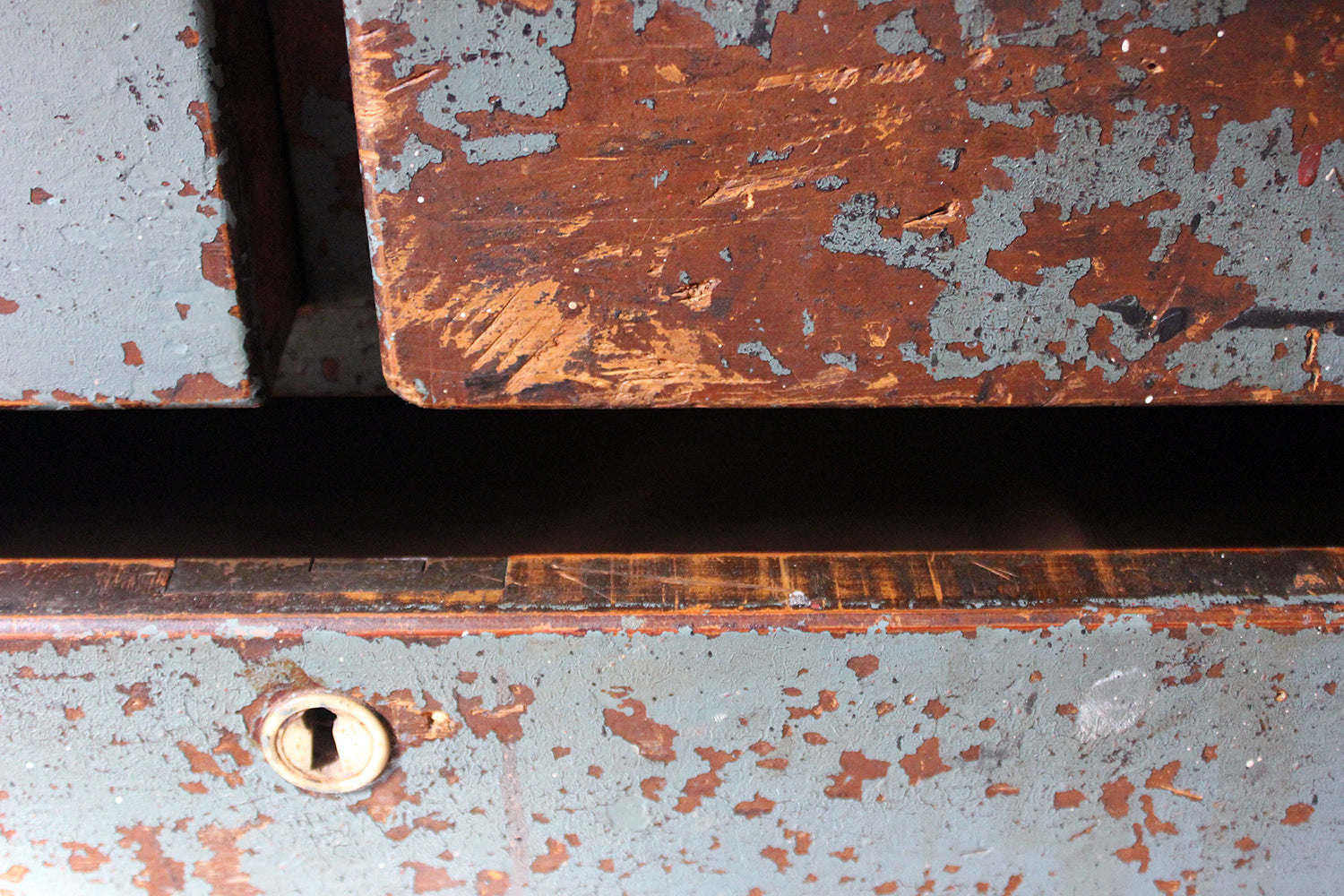 A Decorative Teal Painted Pine Chest of Drawers c.1900-15