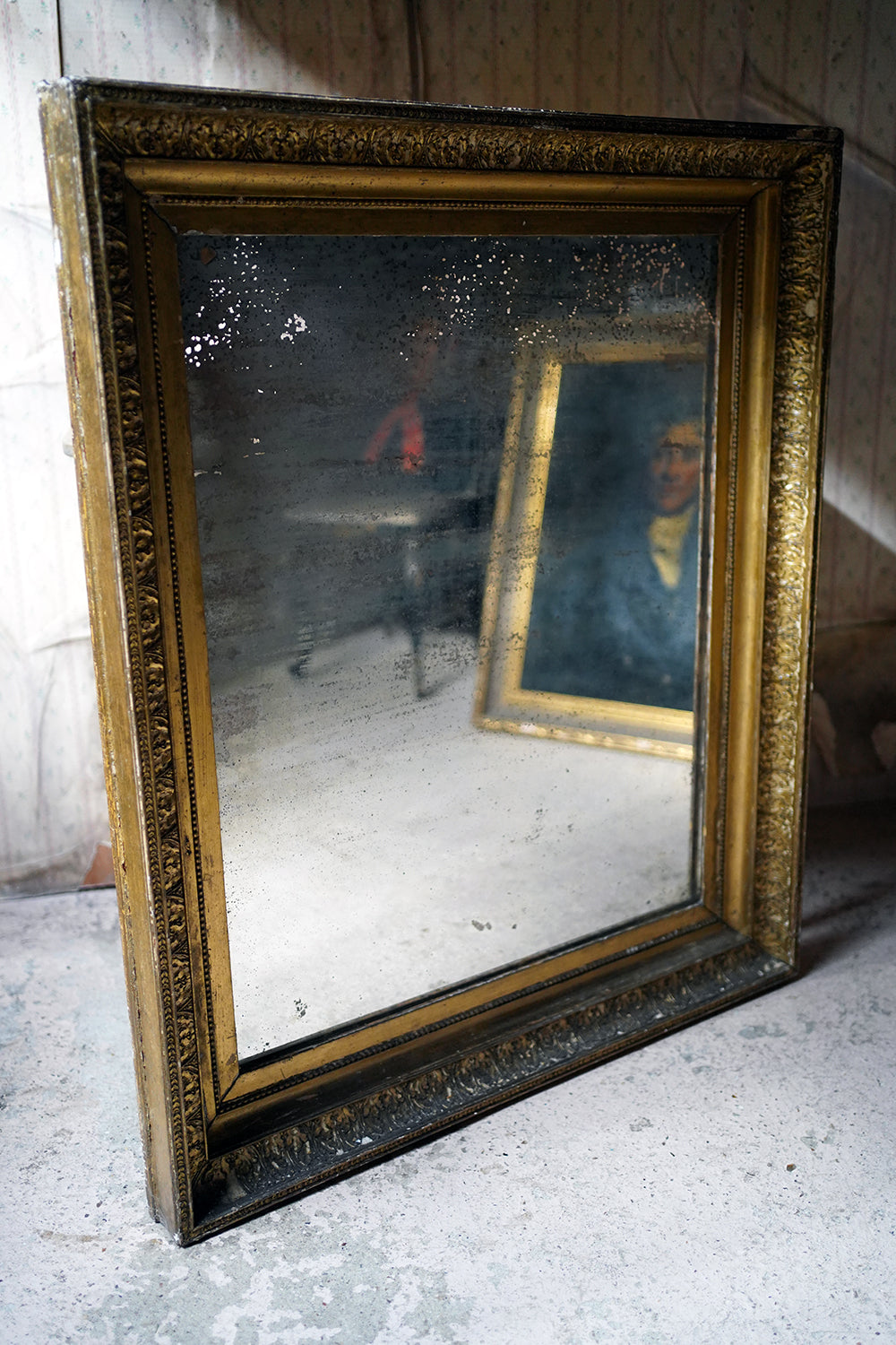 A Good & Large Rectangular Giltwood Wall Mirror; c.1800 & Later