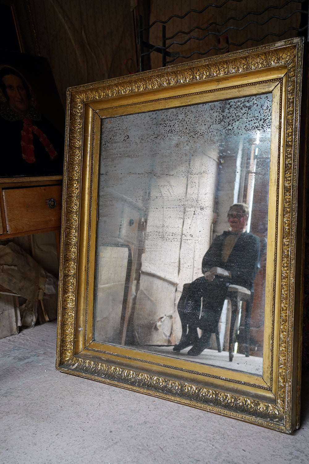 A Good & Large Rectangular Giltwood Wall Mirror; c.1800 & Later