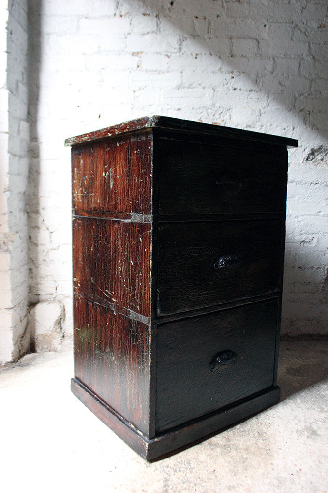 A Decorative Victorian Scumbled Pine Pillar Chest Of Three Drawers c.1870