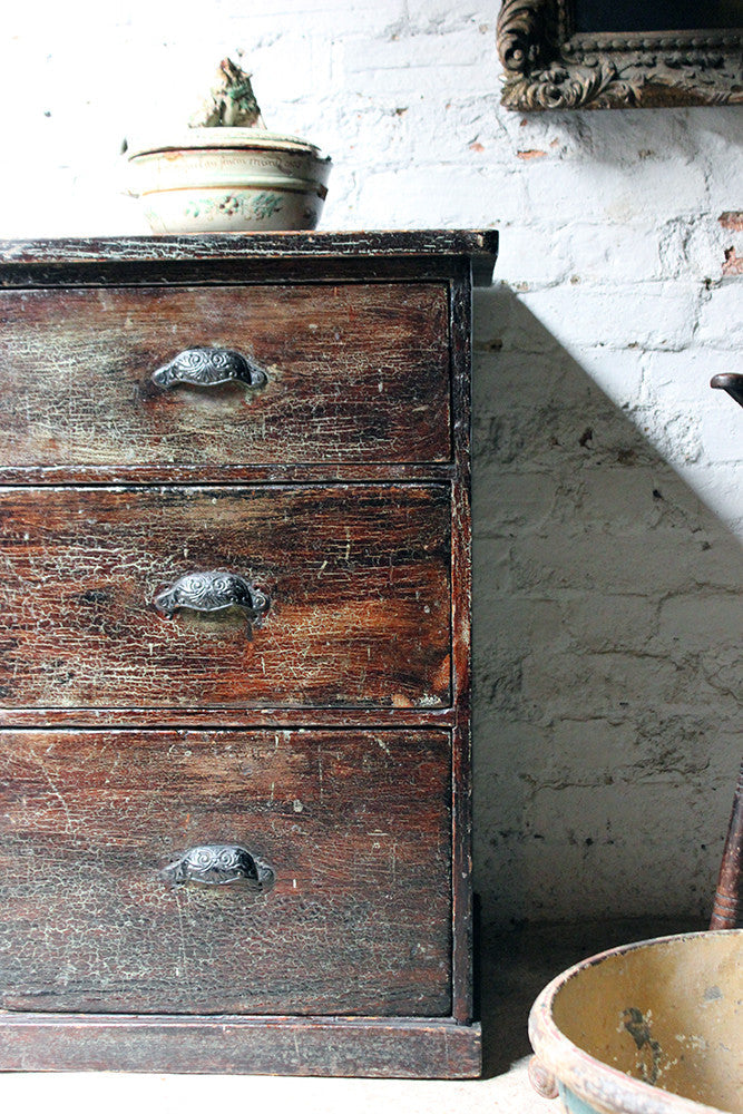 A Decorative Victorian Scumbled Pine Pillar Chest Of Three Drawers c.1870