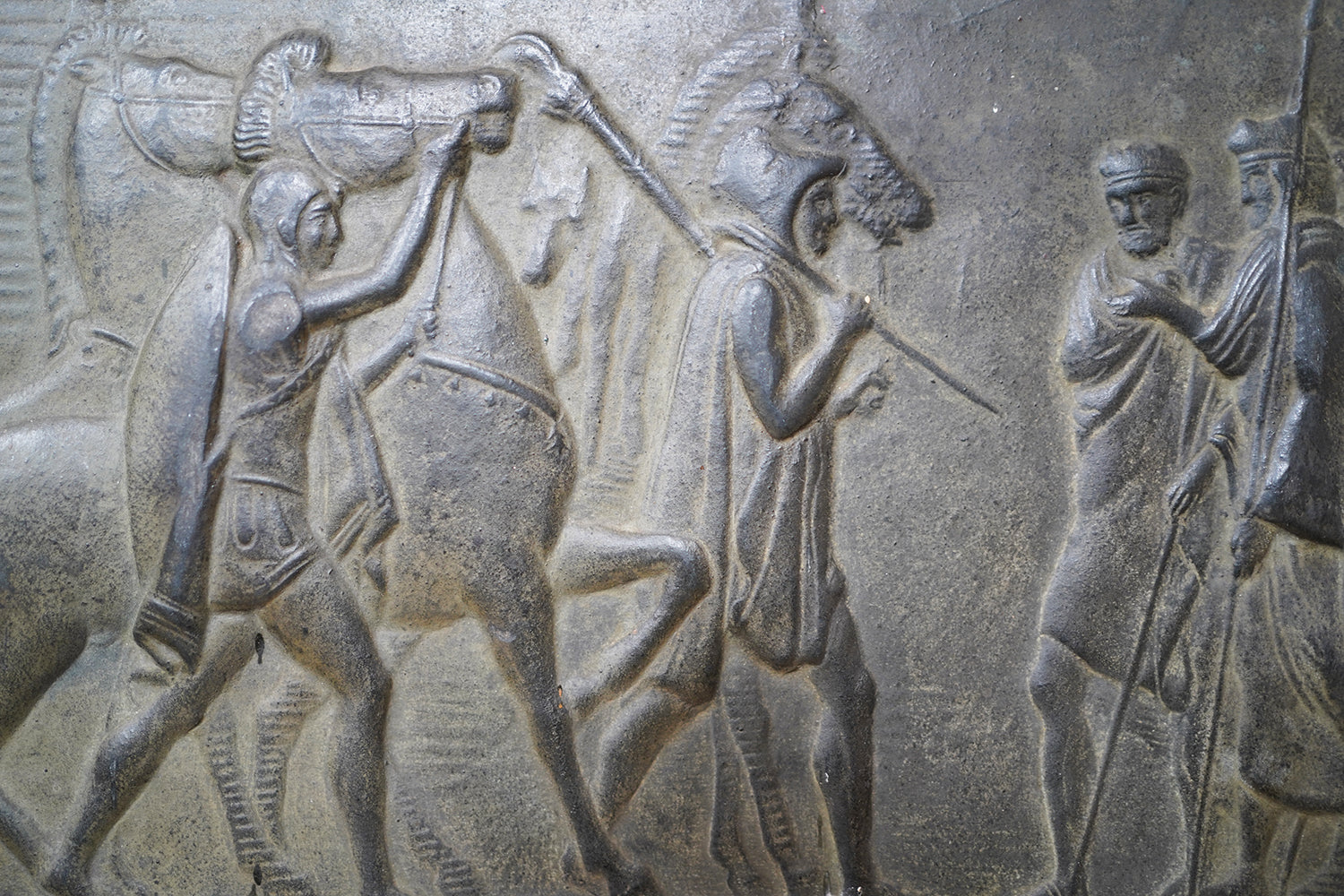 A Decorative Trio of Early 20thC Graduating Slate Plaques Depicting Classical Greek Scenes