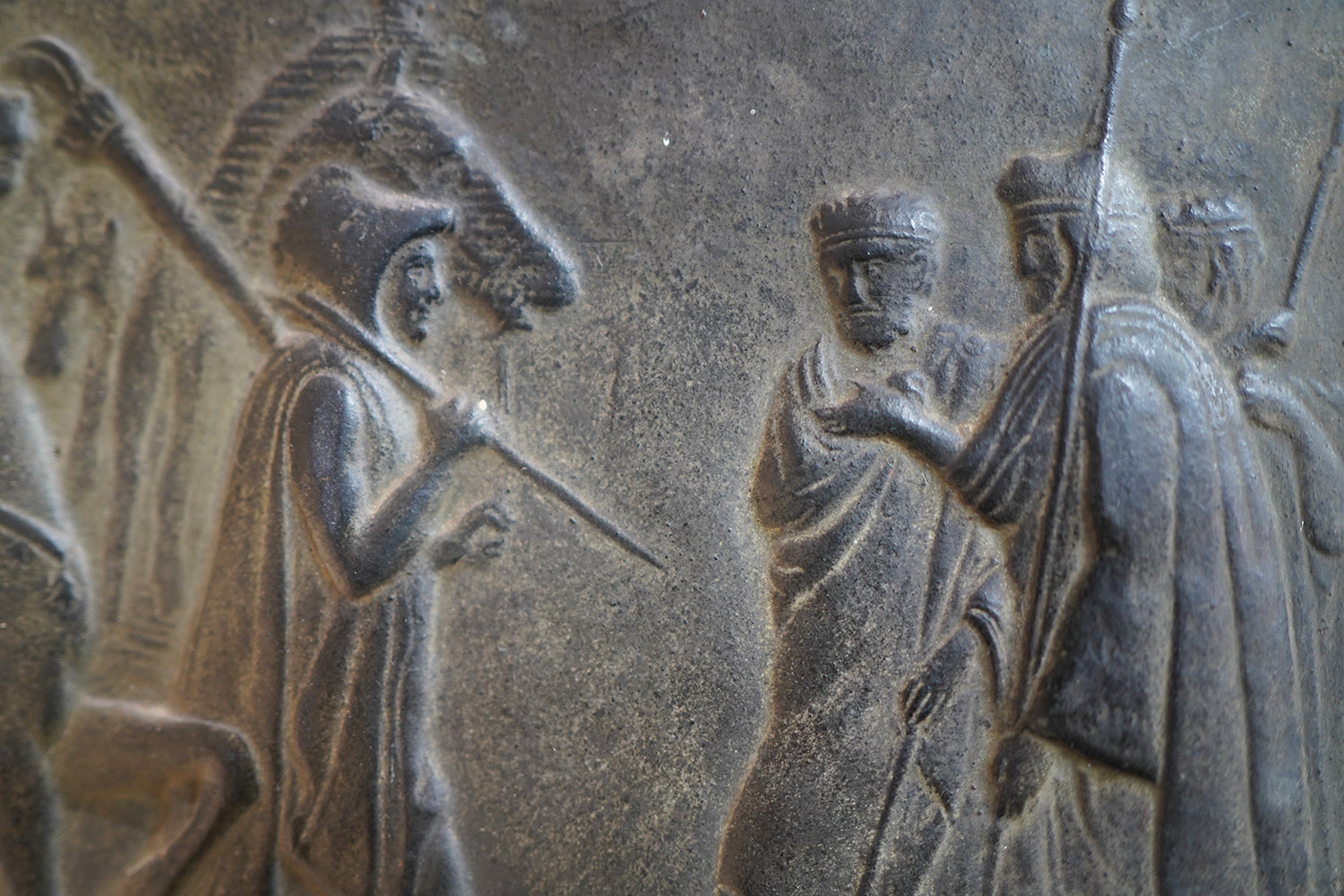 A Decorative Trio of Early 20thC Graduating Slate Plaques Depicting Classical Greek Scenes