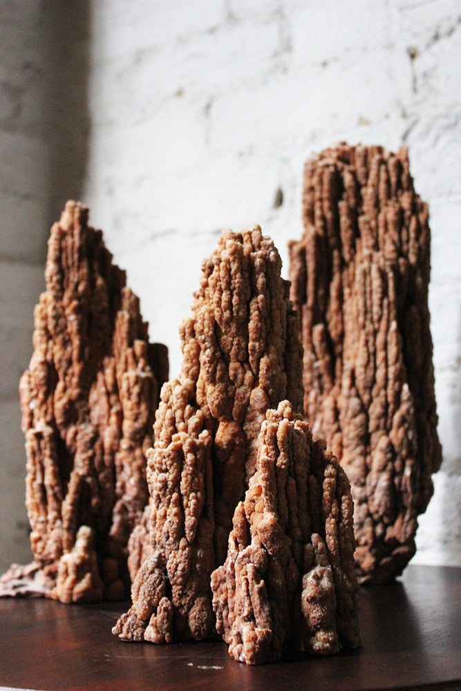 A Beautiful Group of Three Graduated Aragonite Scholar's Rocks