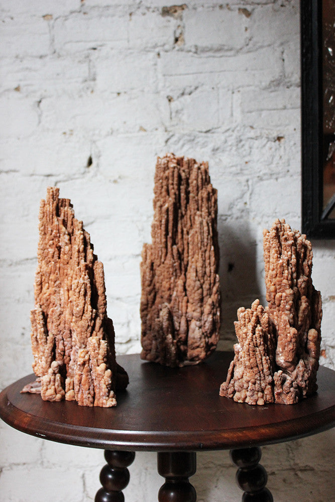 A Beautiful Group of Three Graduated Aragonite Scholar's Rocks